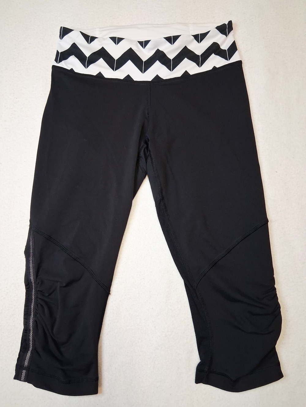 lululemon athletica Black Capri Leggings with Black-and-White Chevron Waistband